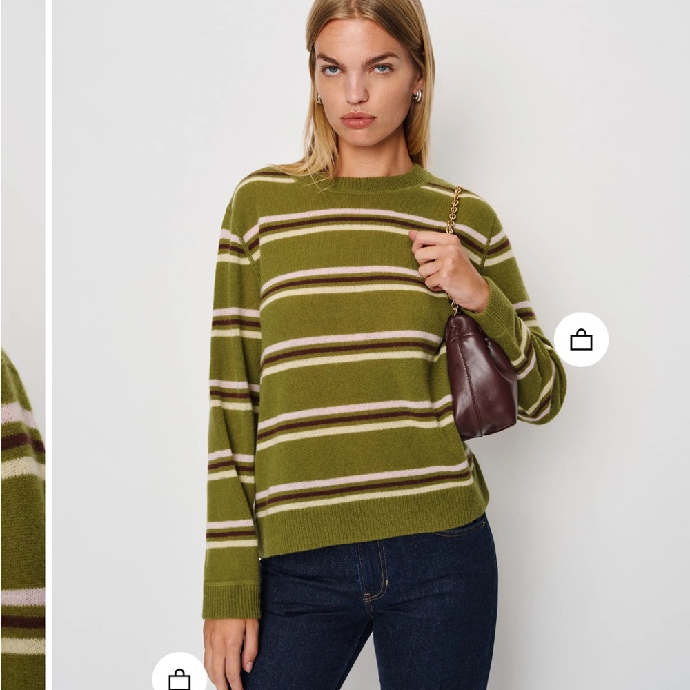 Reformation cashmere Green Striped Sweater